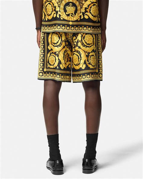 versace baroque print shorts|Barocco Silk Shorts Black,Print .